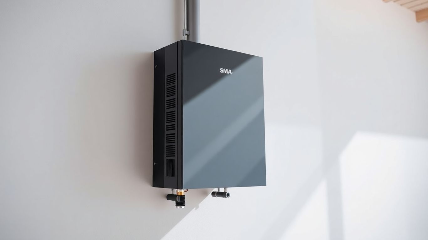 Modern SMA hybrid inverter with solar light.