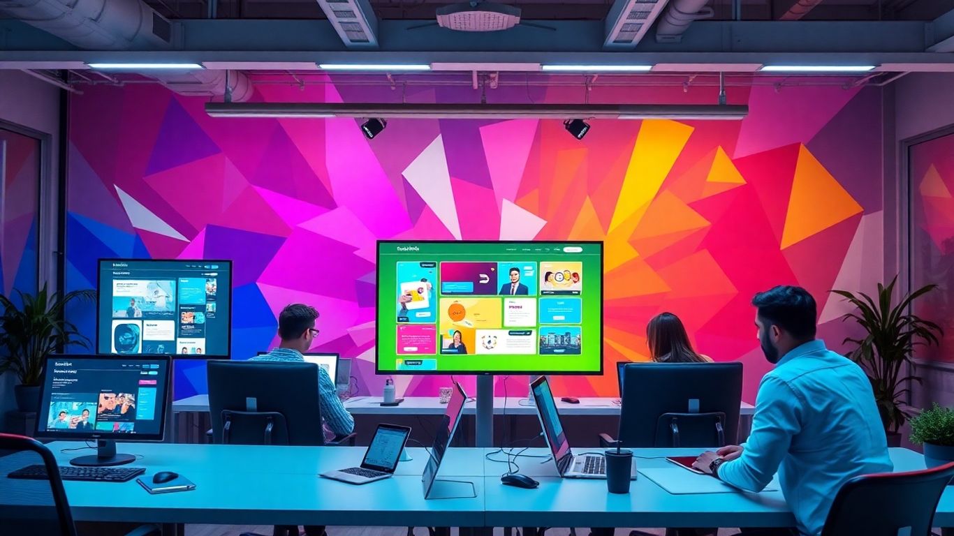 Creative designers working on modern website layouts