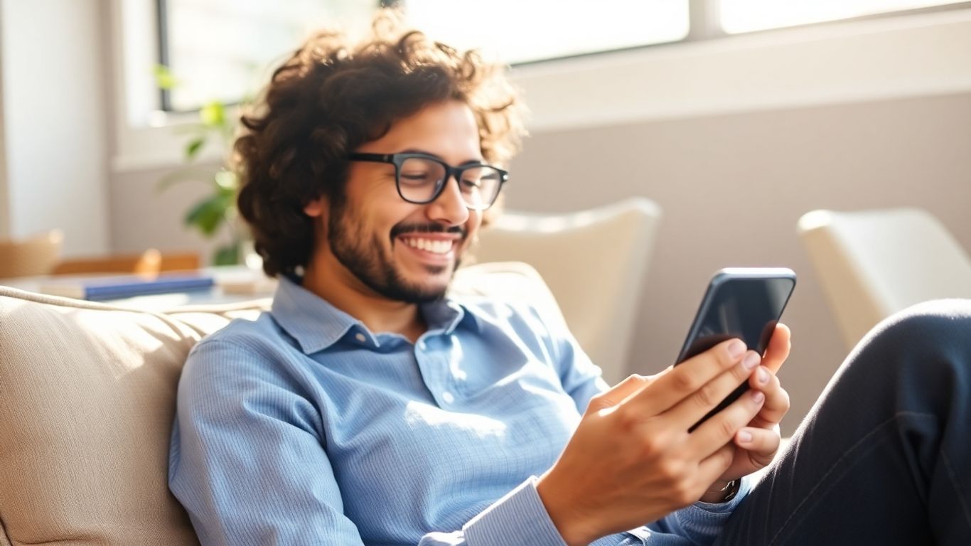 Persona usando un teléfono móvil para créditos.