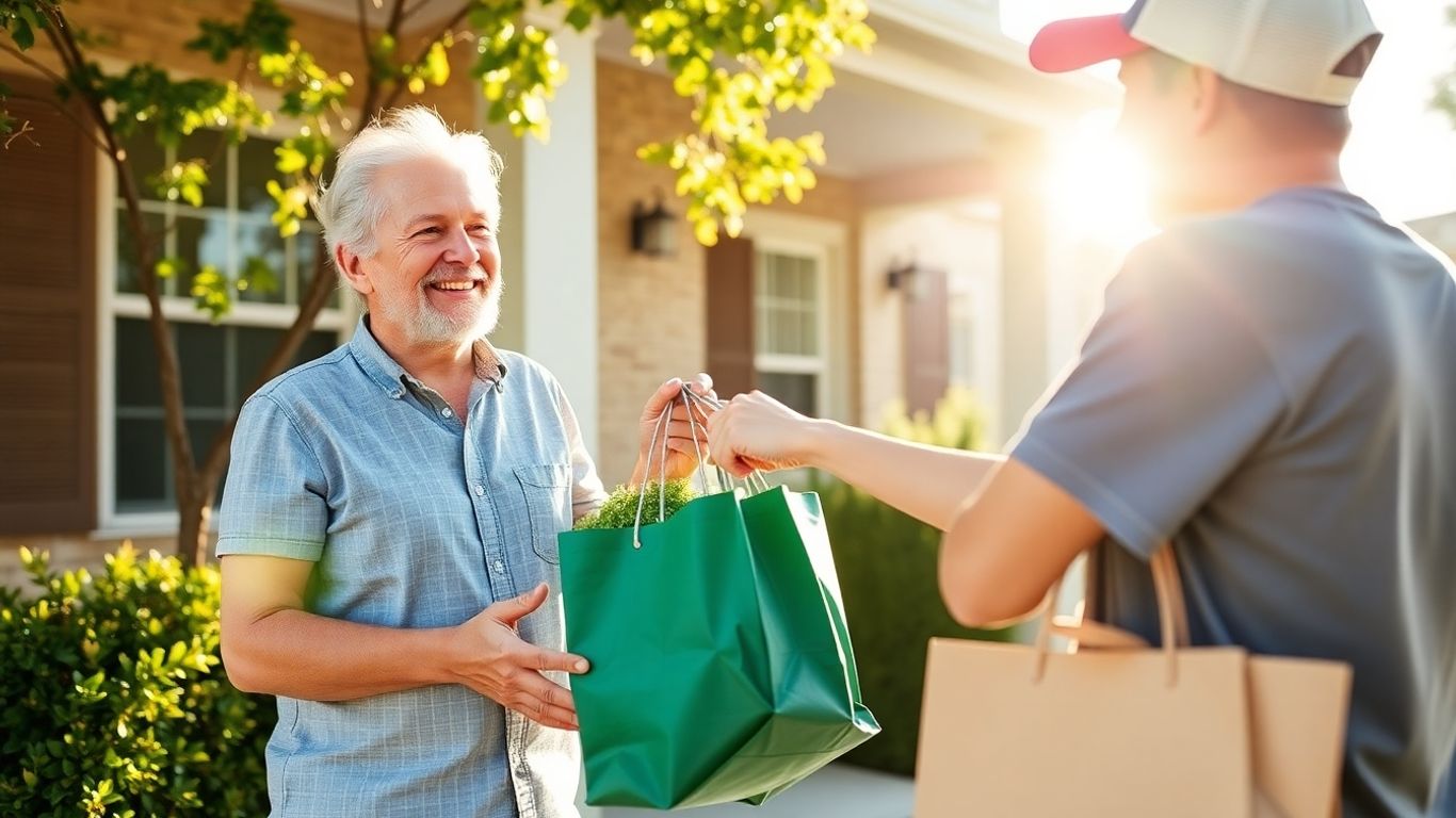 New Braunfels resident happily receives delivery.