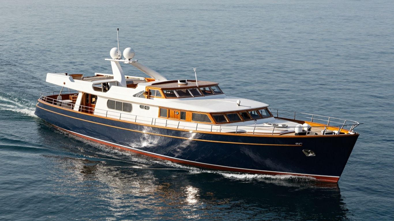 Elegant 1920s yacht on the water.