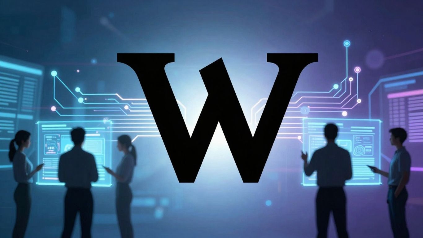 Wikipedia logo and digital circuits merging.