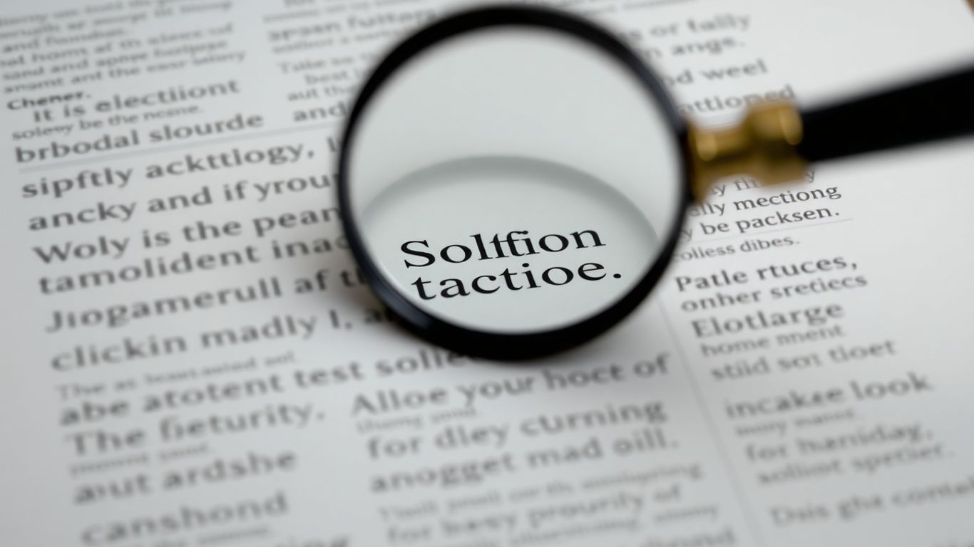 Magnifying glass over keywords for SEO success.