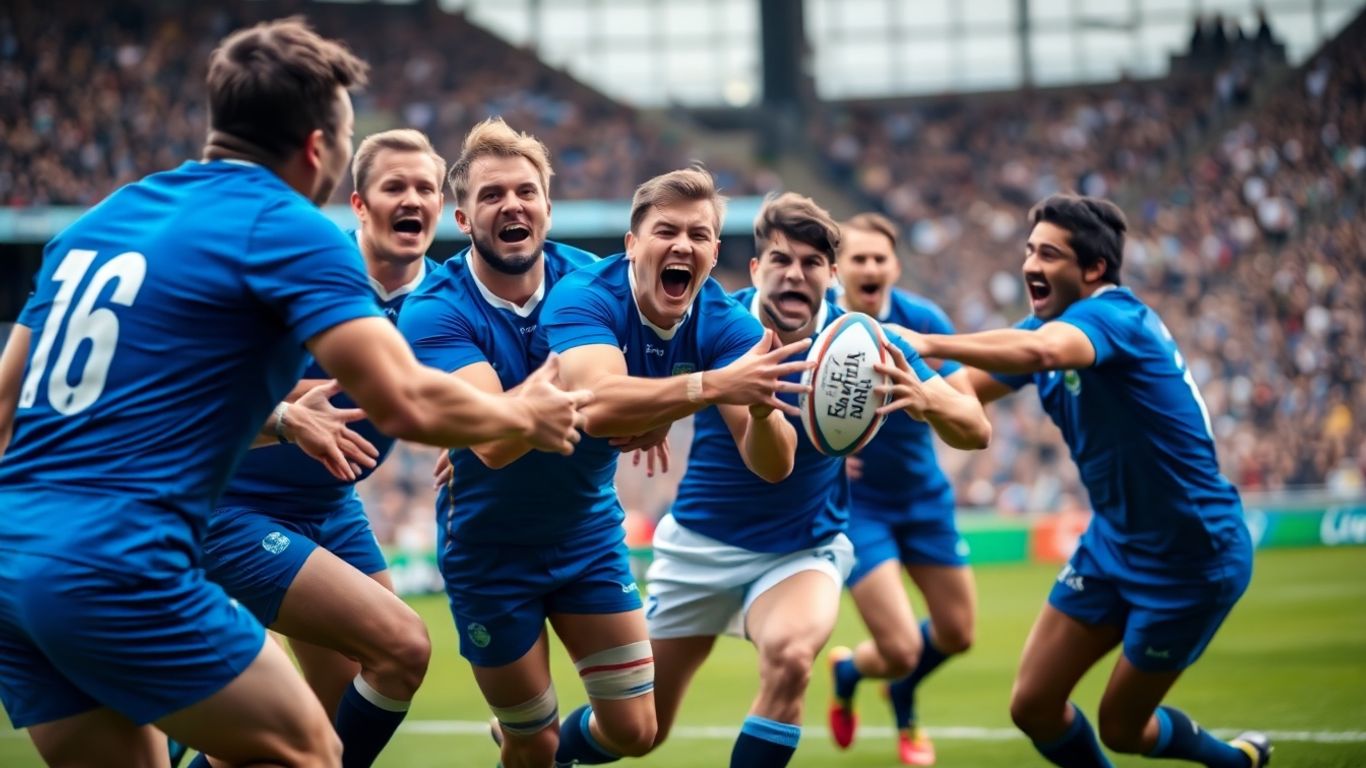 Joueurs français célébrant un essai à la Coupe du Monde U20.