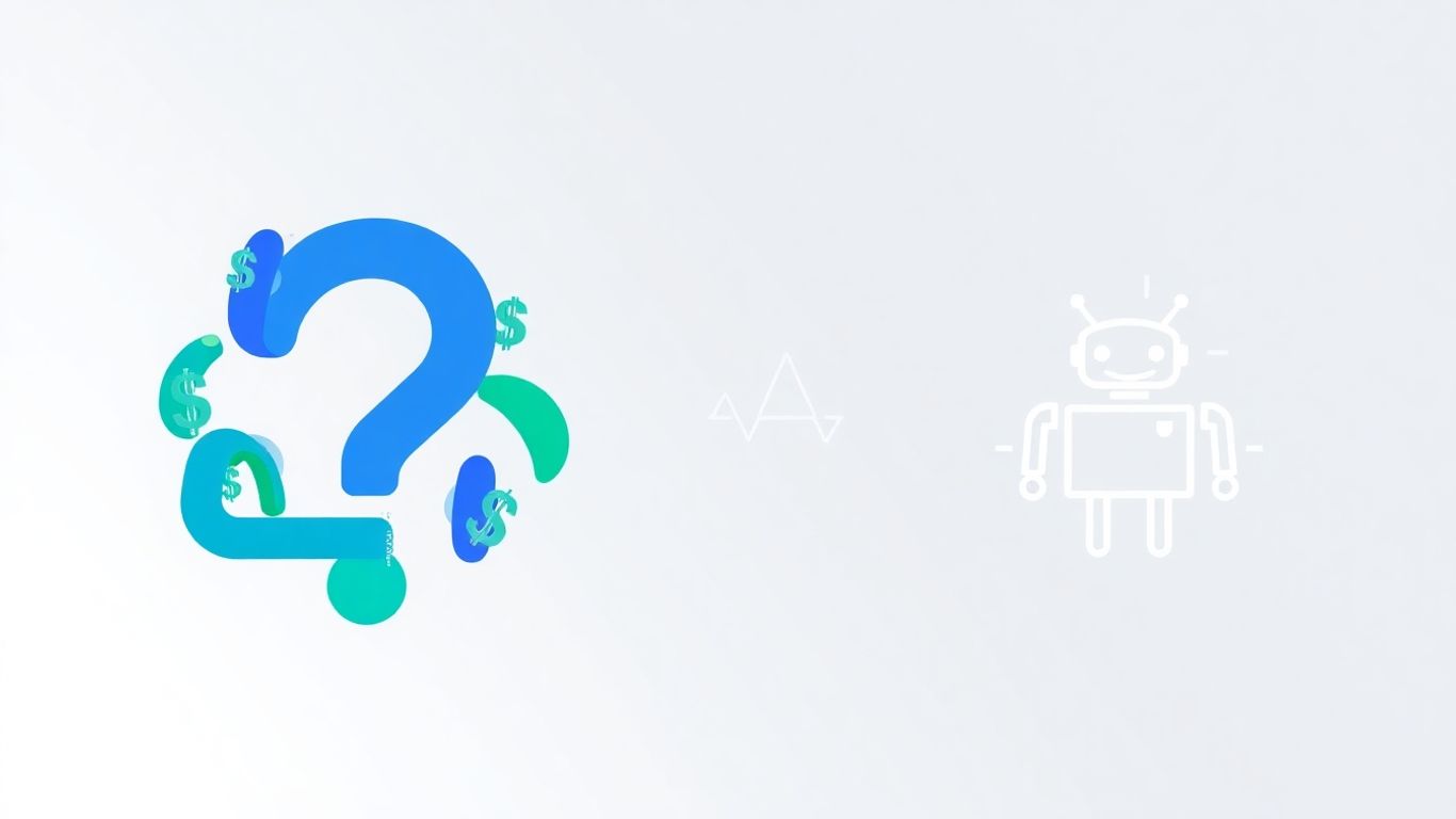 Zapier cost infographic with question mark and dollar signs.