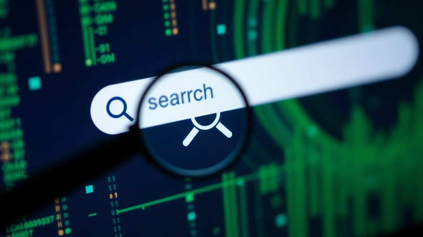 Interface de recherche Google avec loupe.