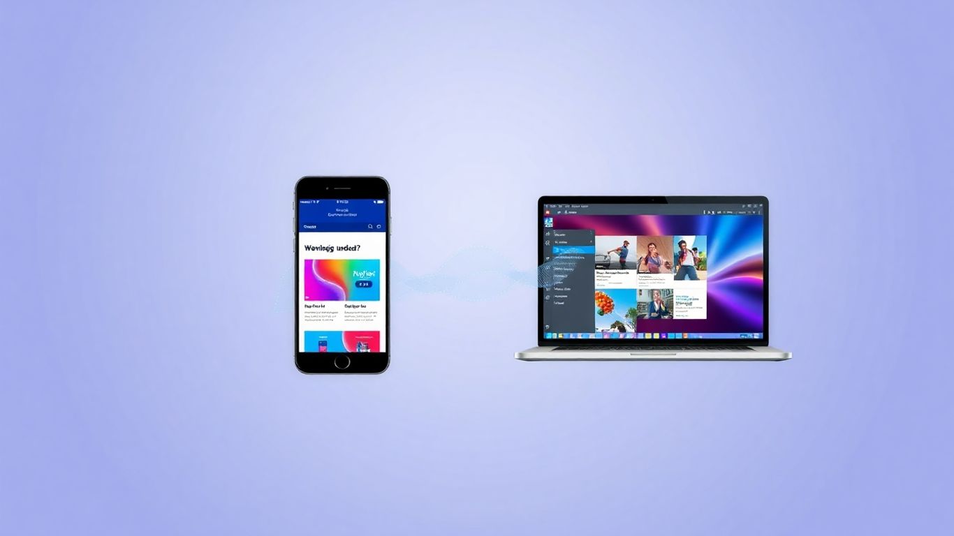 Mobile and desktop website responsiveness illustration.