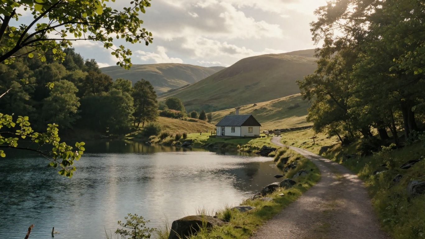 Cabana liniștită în mijlocul naturii verzi.