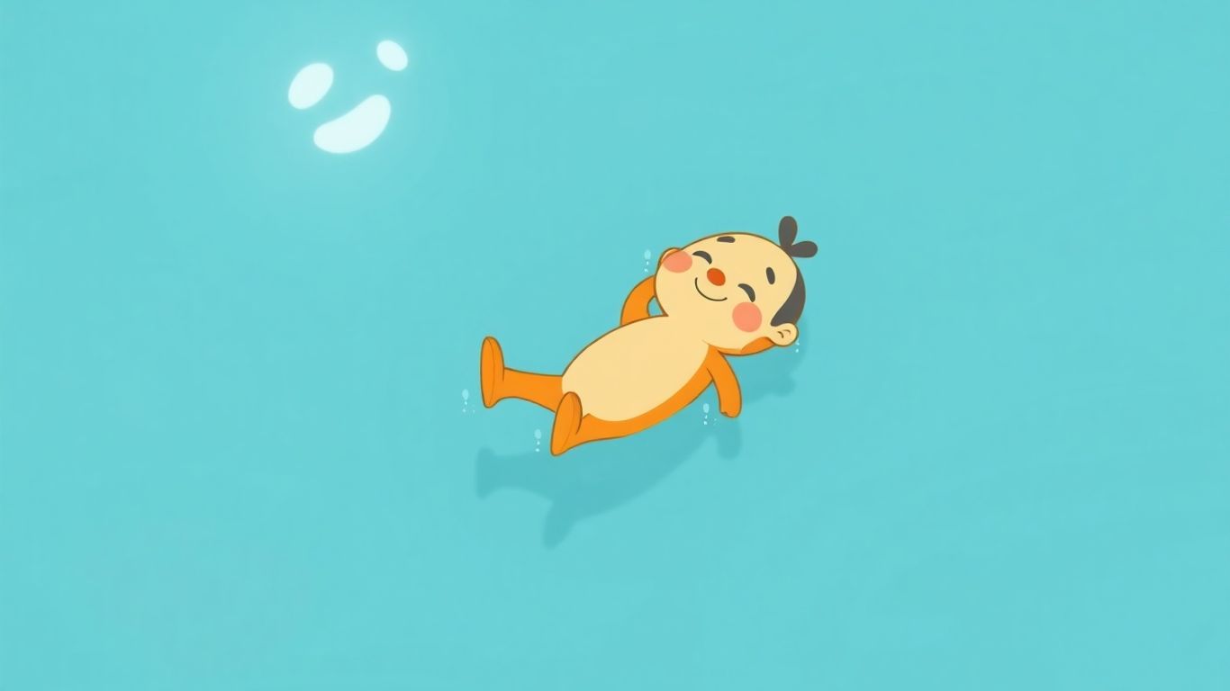 Borrower floating on back in water.