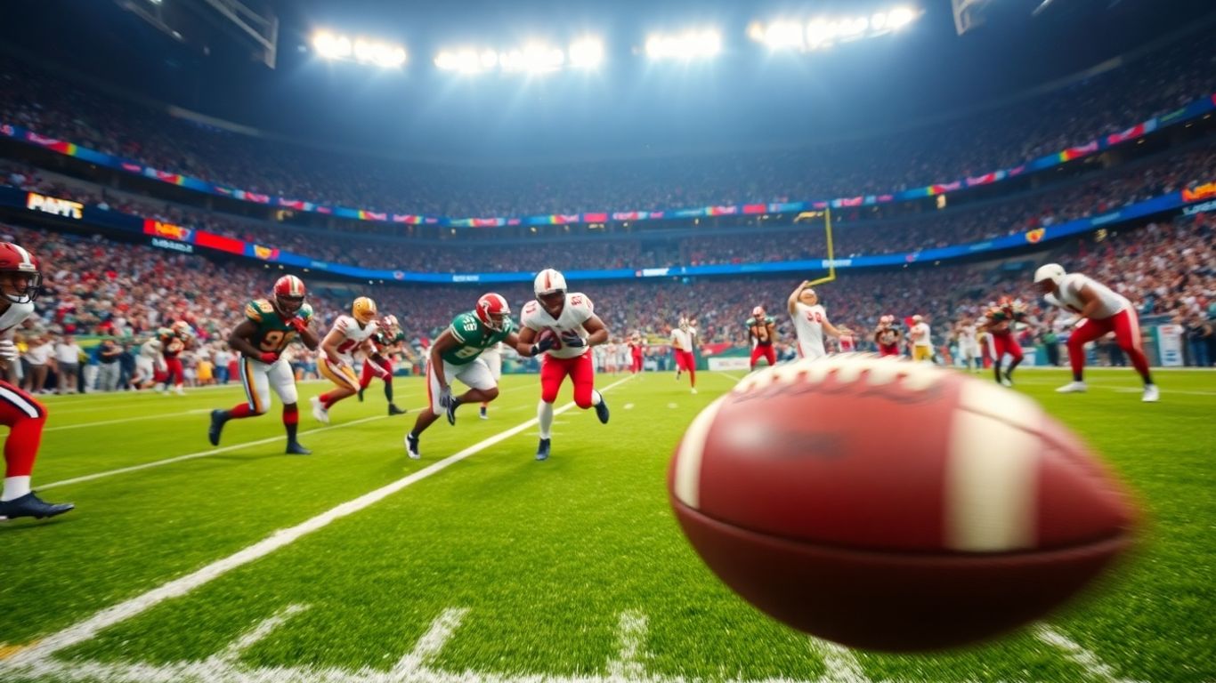 Live American football game action