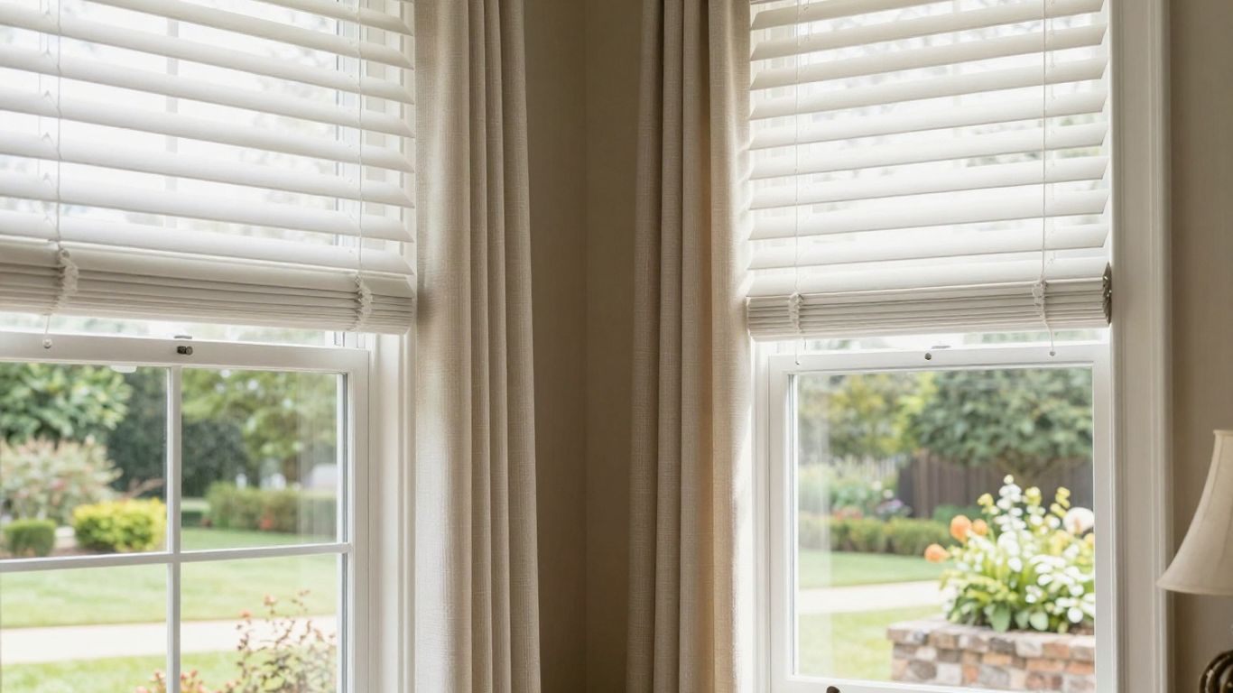 Brownsburg home with elegant blinds and shades.