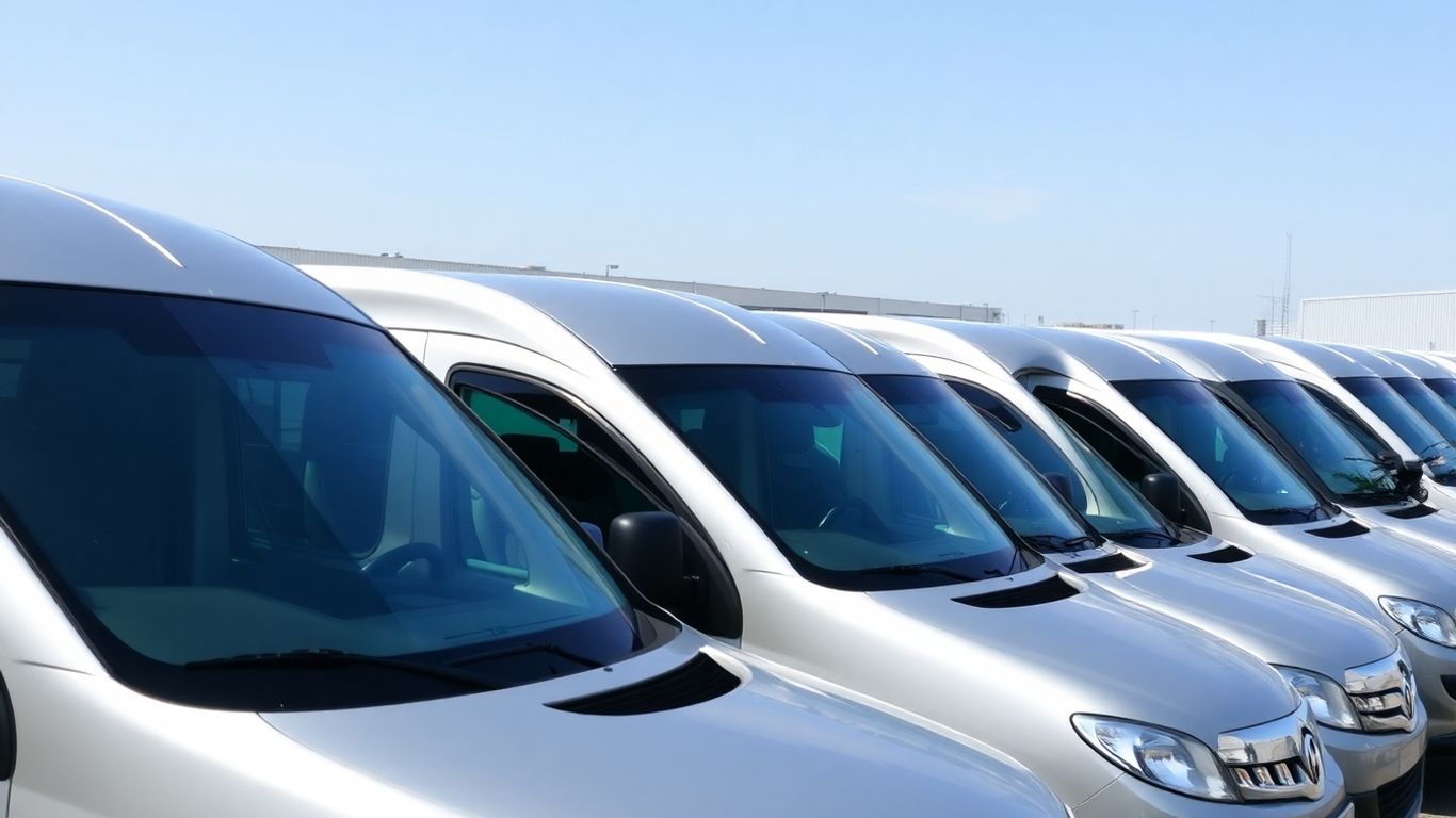 Minibus hire vehicles ready for group travel.