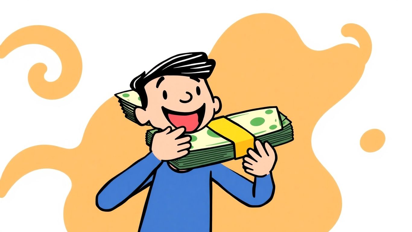 Person receiving urgent loan money happily