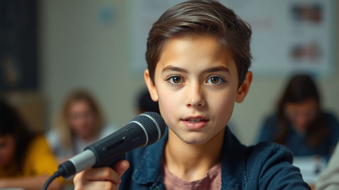 Student speaking confidently during an exam.