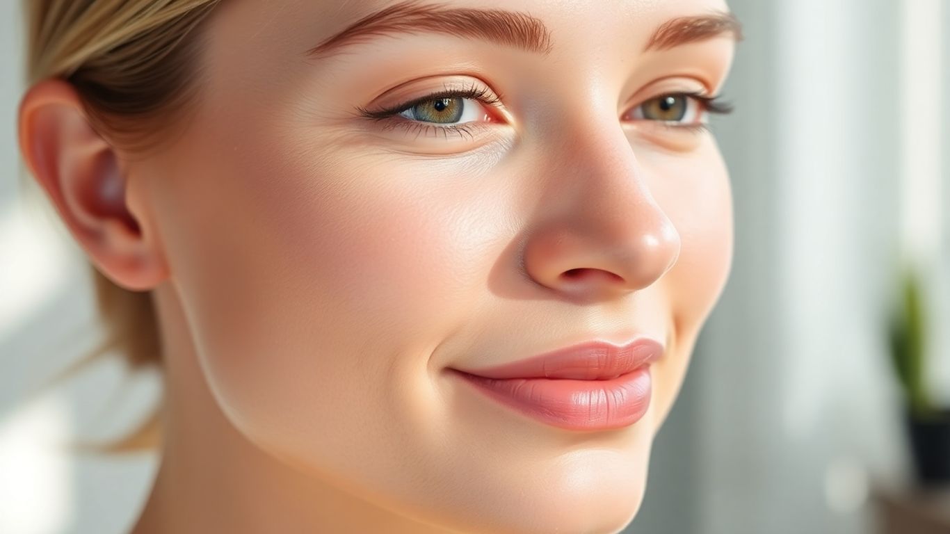 Woman with radiant, dewy skin