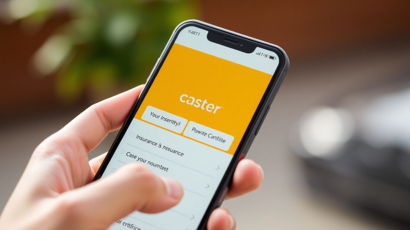 Mano sosteniendo un teléfono con la aplicación Caser abierta.