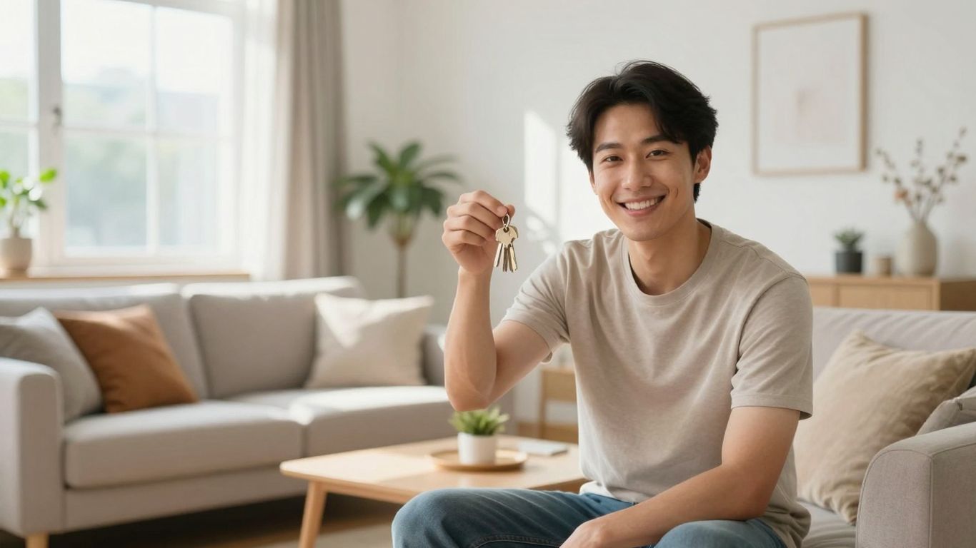 Casa con seguro, llaves y sonrisa.