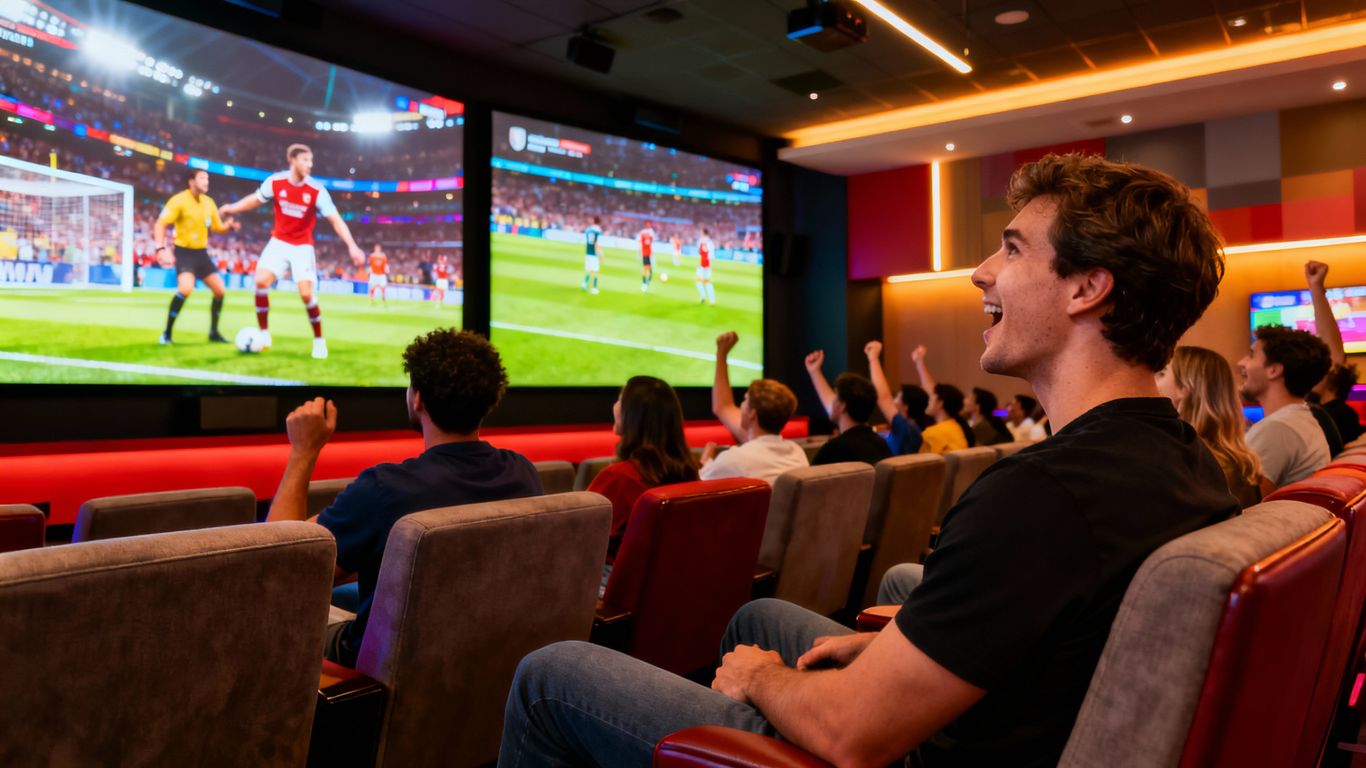 Sportsbook interior with live betting screens and energetic atmosphere.