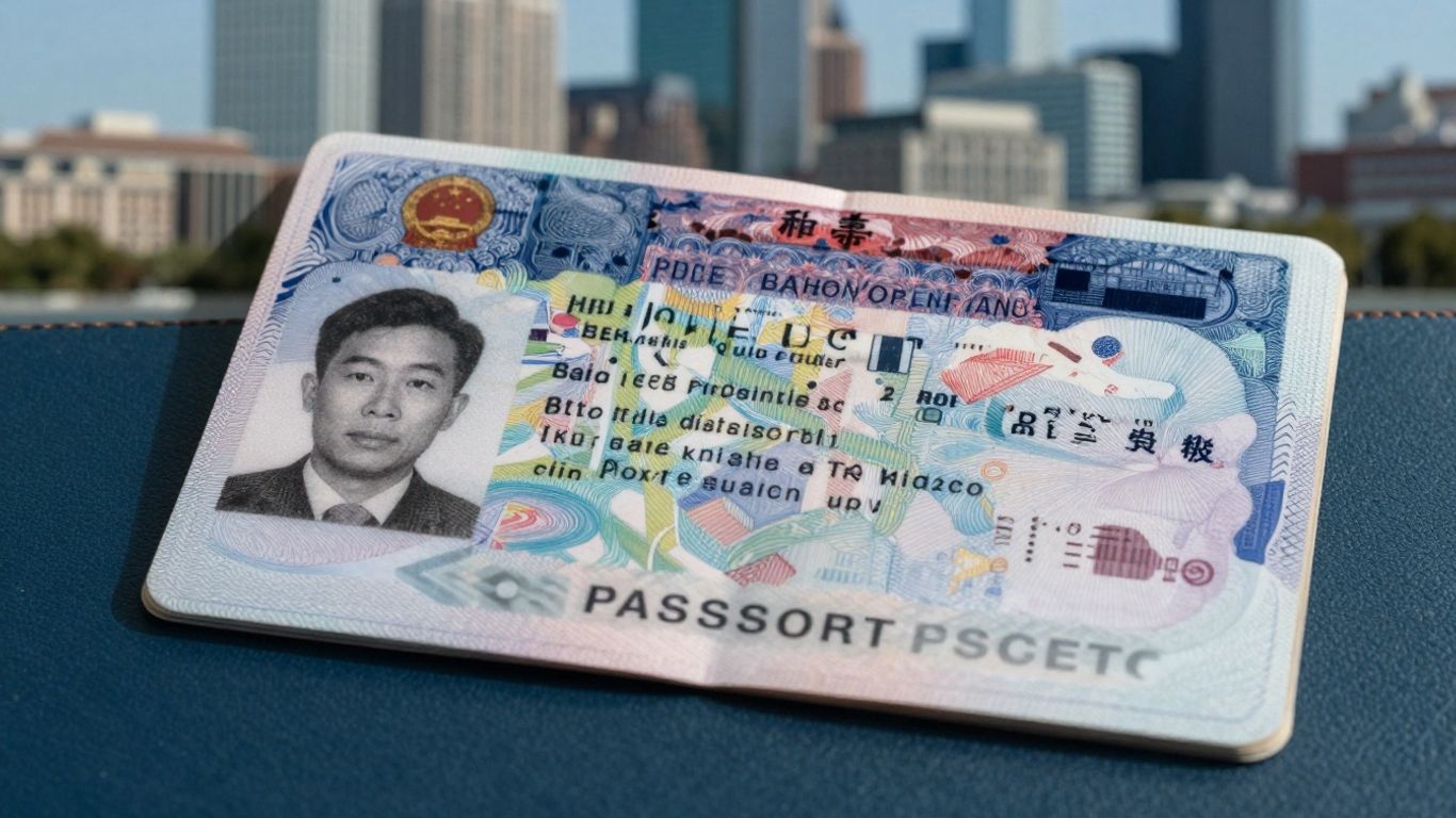 Passport and visa stamp for international travel.