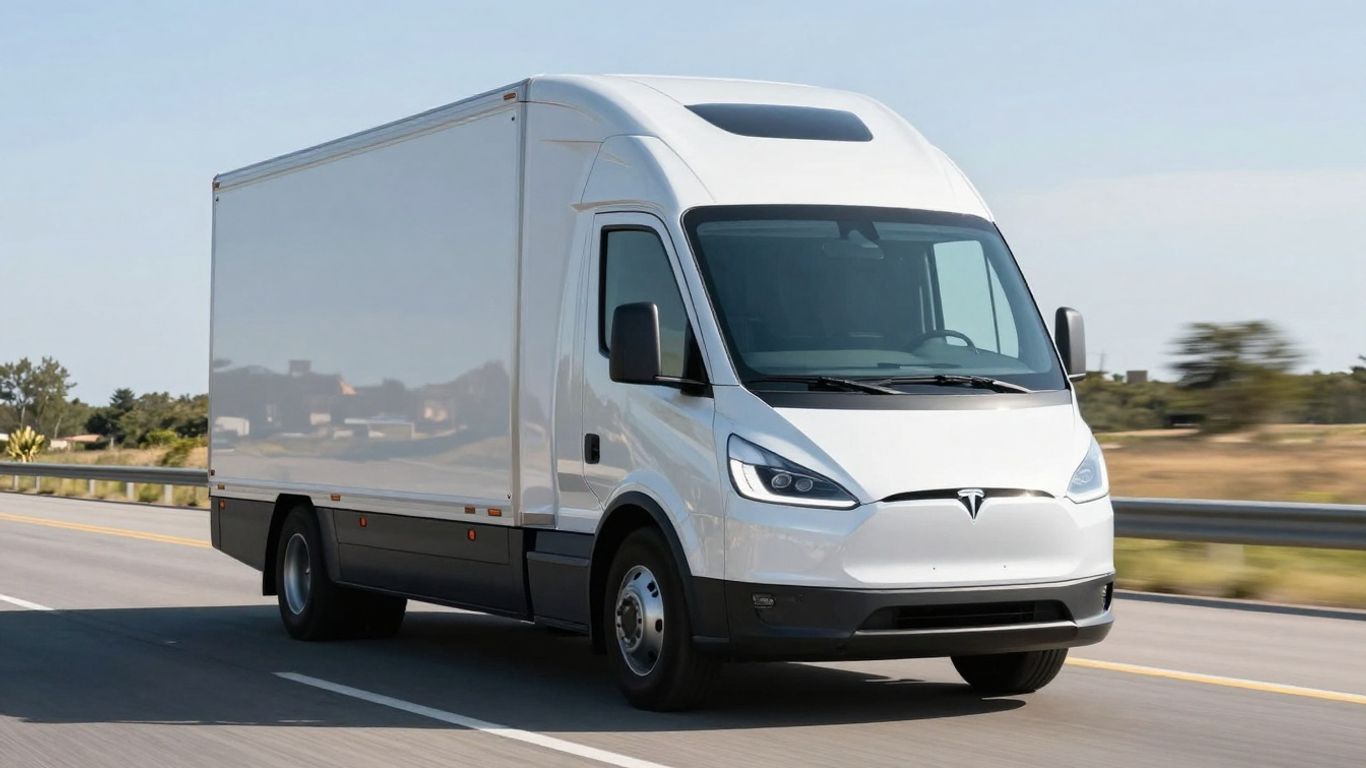 Tesla Semi truck driving on a highway.
