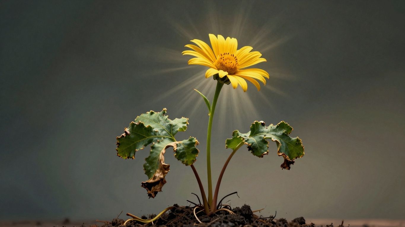 Blooming flower replacing a wilting plant, symbolizing content renewal.