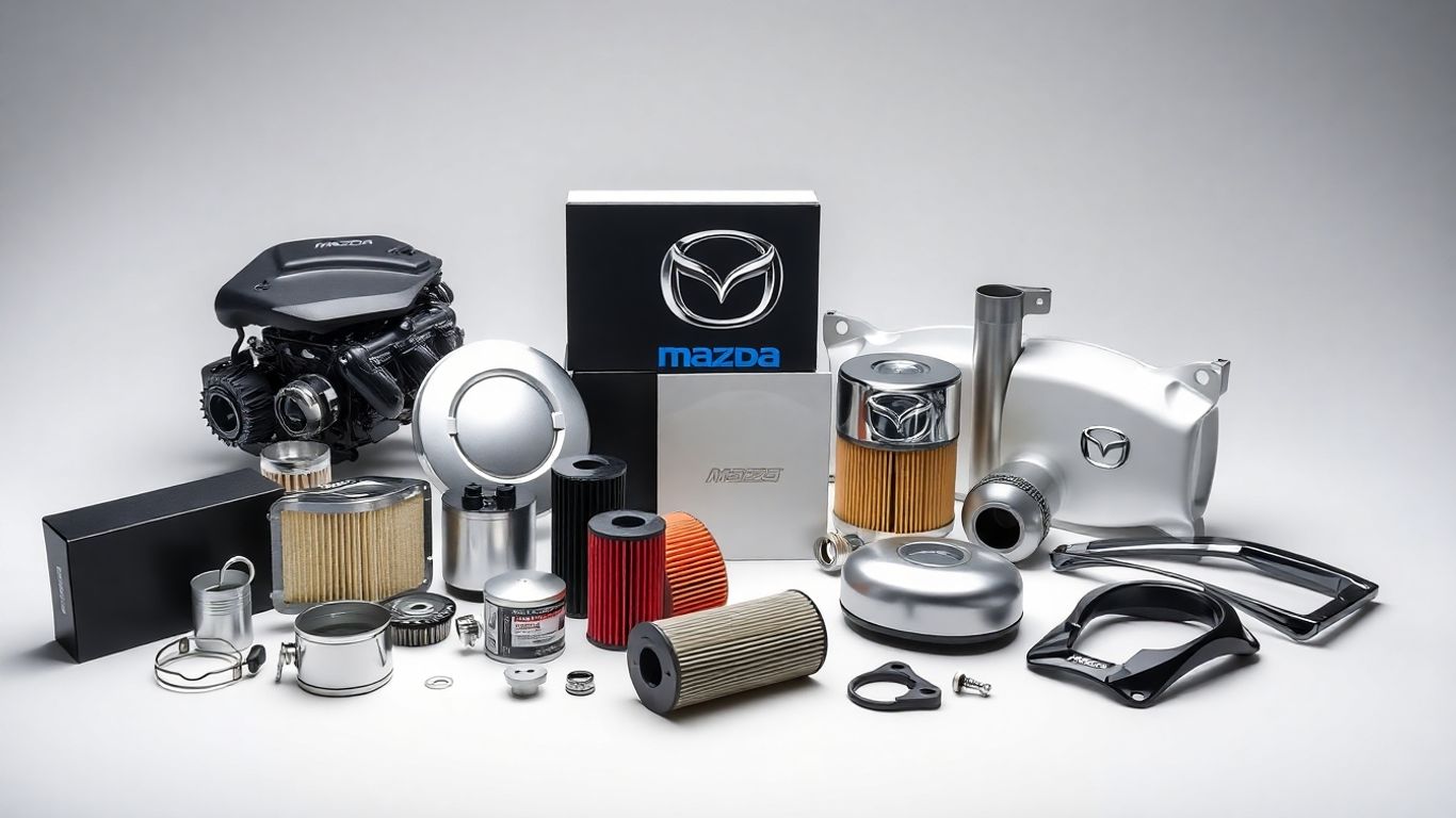 Genuine Mazda parts and accessories displayed.