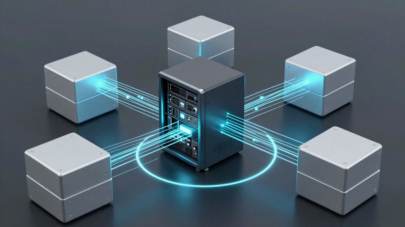 Componentes de una base de datos interconectados.