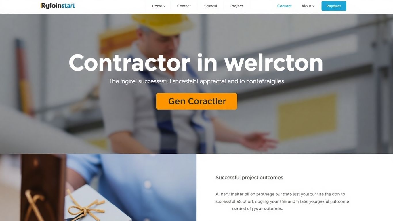 Contractor website homepage with a prominent call to action button.