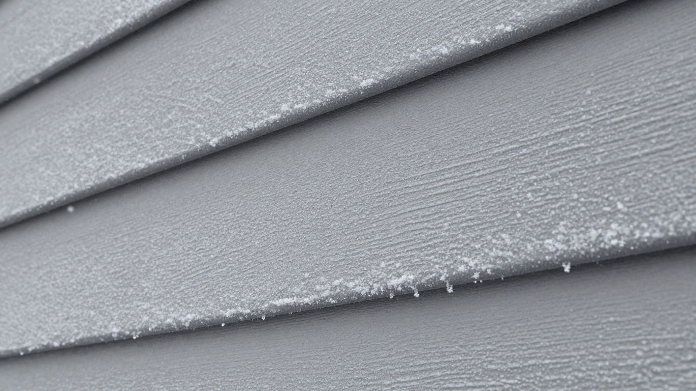 Winter siding with frost and ice.
