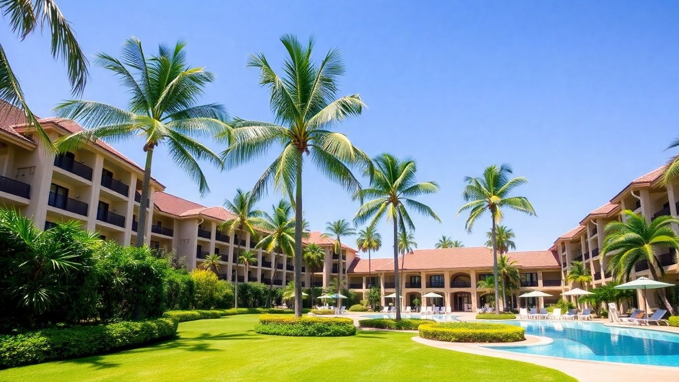Luxury hotel pool and landscaping in Aventura, Florida.