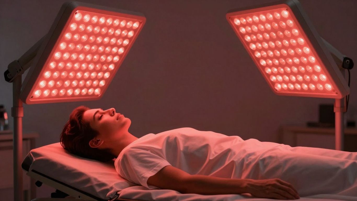 Red light therapy session in progress.
