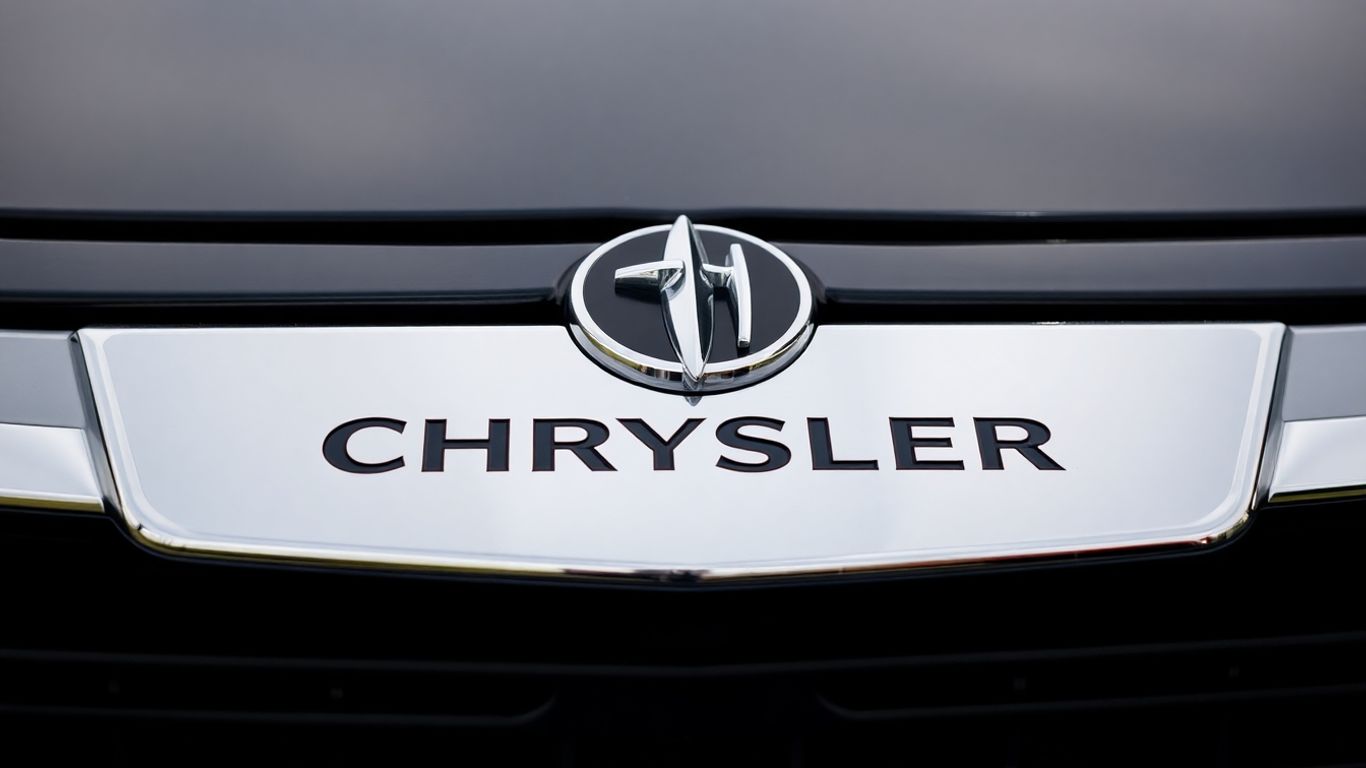 Chrysler car emblem on a dark background.