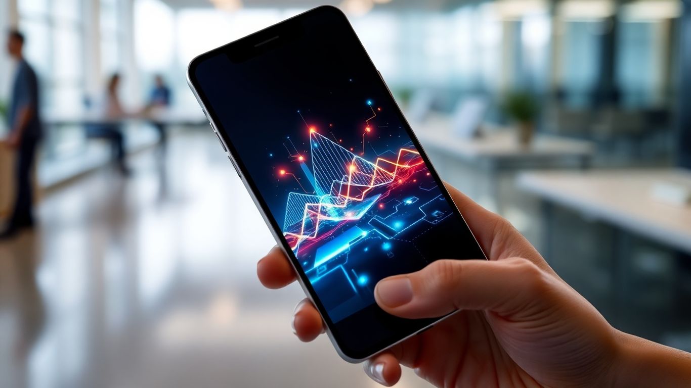 AI trading app interface with financial data visualization.