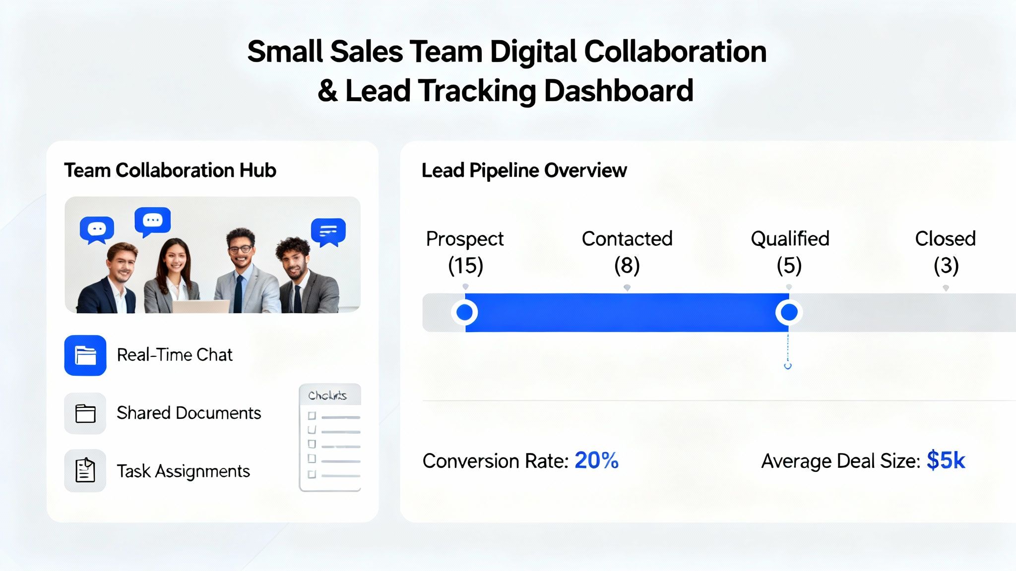Visualization of digital collaboration and lead tracking for a small sales team