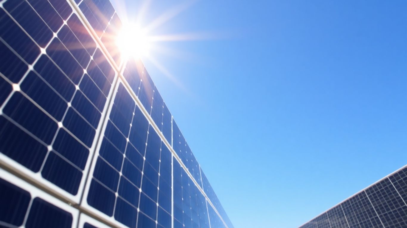 Panneau solaire sous un ciel bleu lumineux.