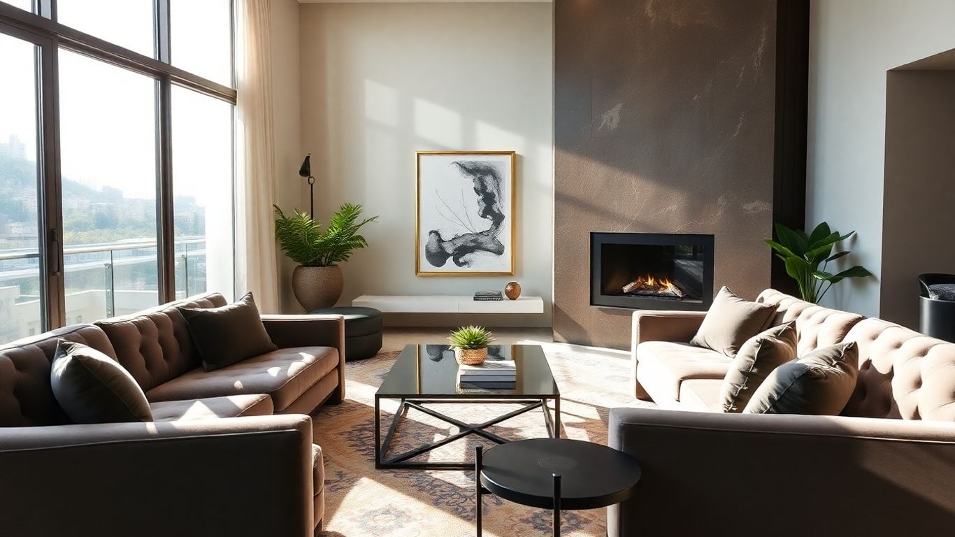 Elegant luxury Airbnb interior design with modern furnishings.