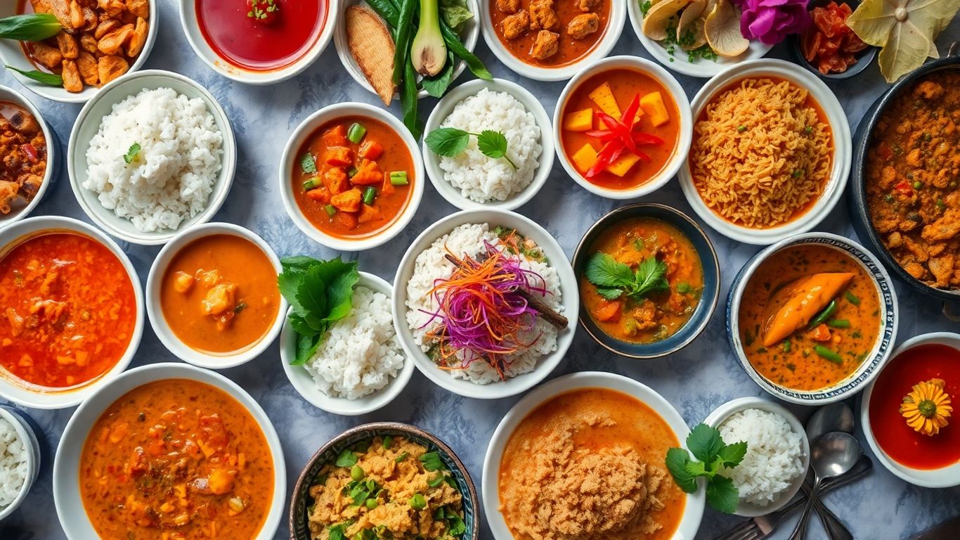 ภาพอาหารบุฟเฟต์ไทยหลากหลายเมนู จัดเลี้ยงสวยงาม