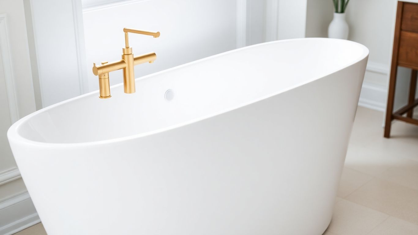 Brushed brass freestanding bath shower mixer tap