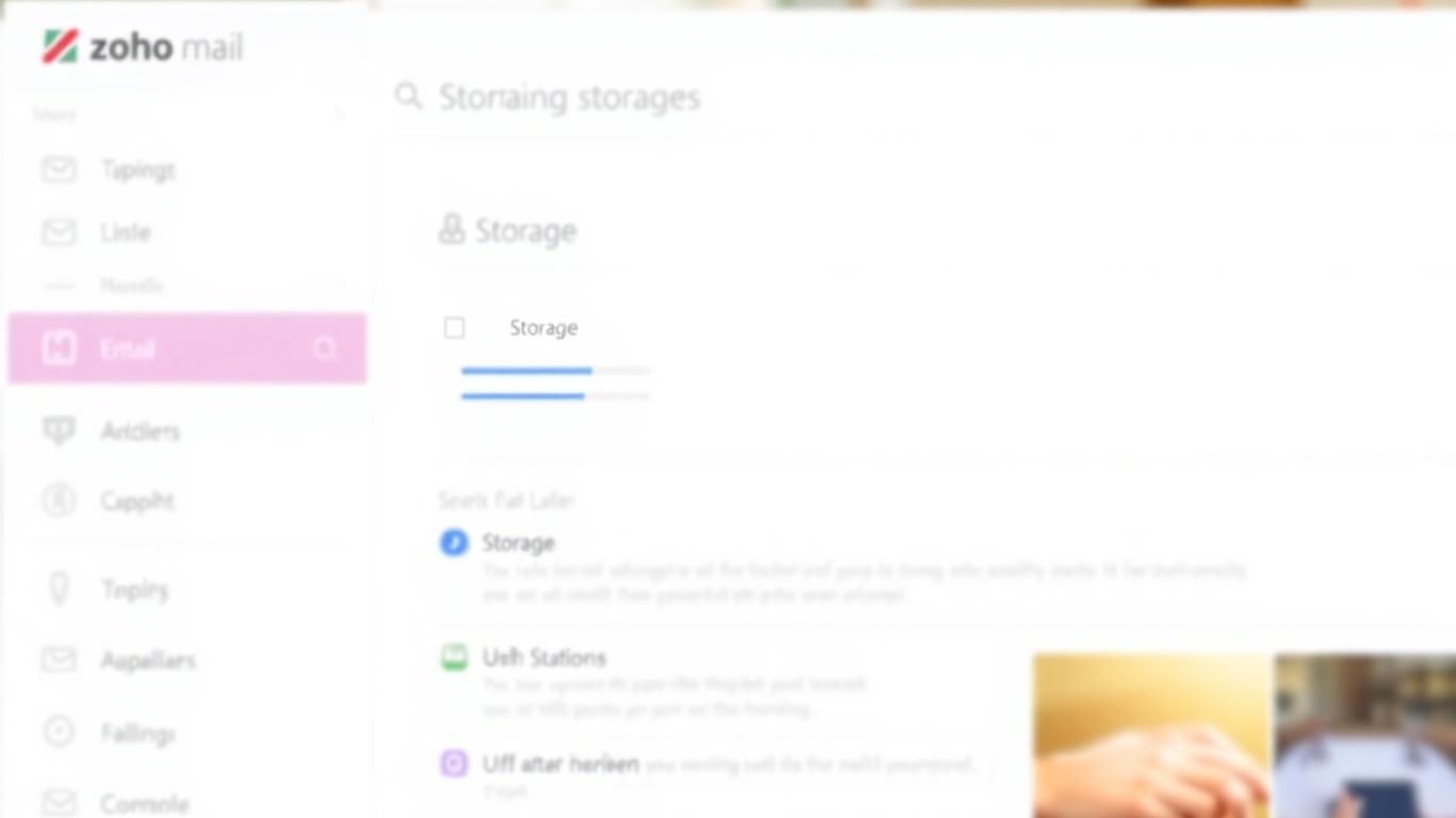 Zoho Mail storage options interface