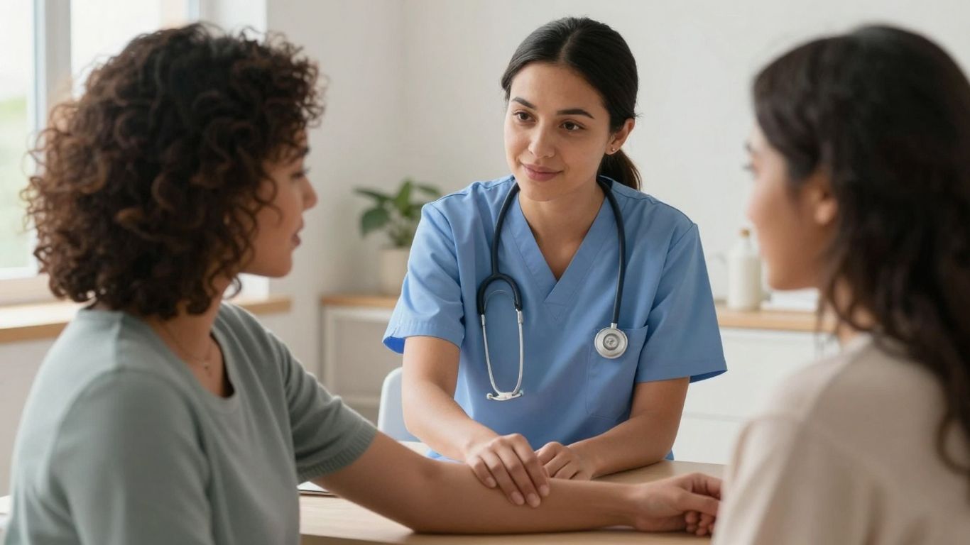 Nurse checking patient's pulse
