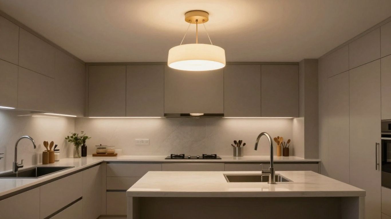 Modern kitchen ceiling light illuminating a stylish space.