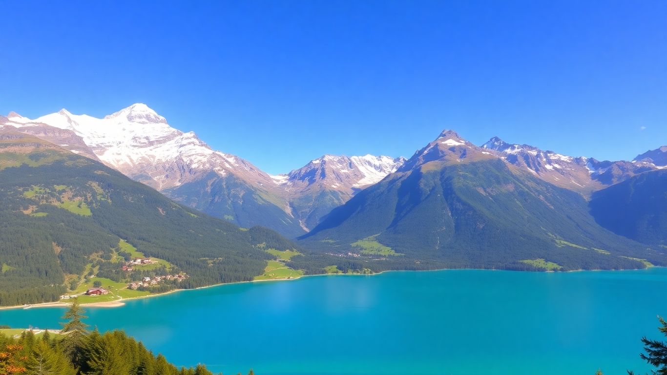 Majestic European Alps with a clear lake.