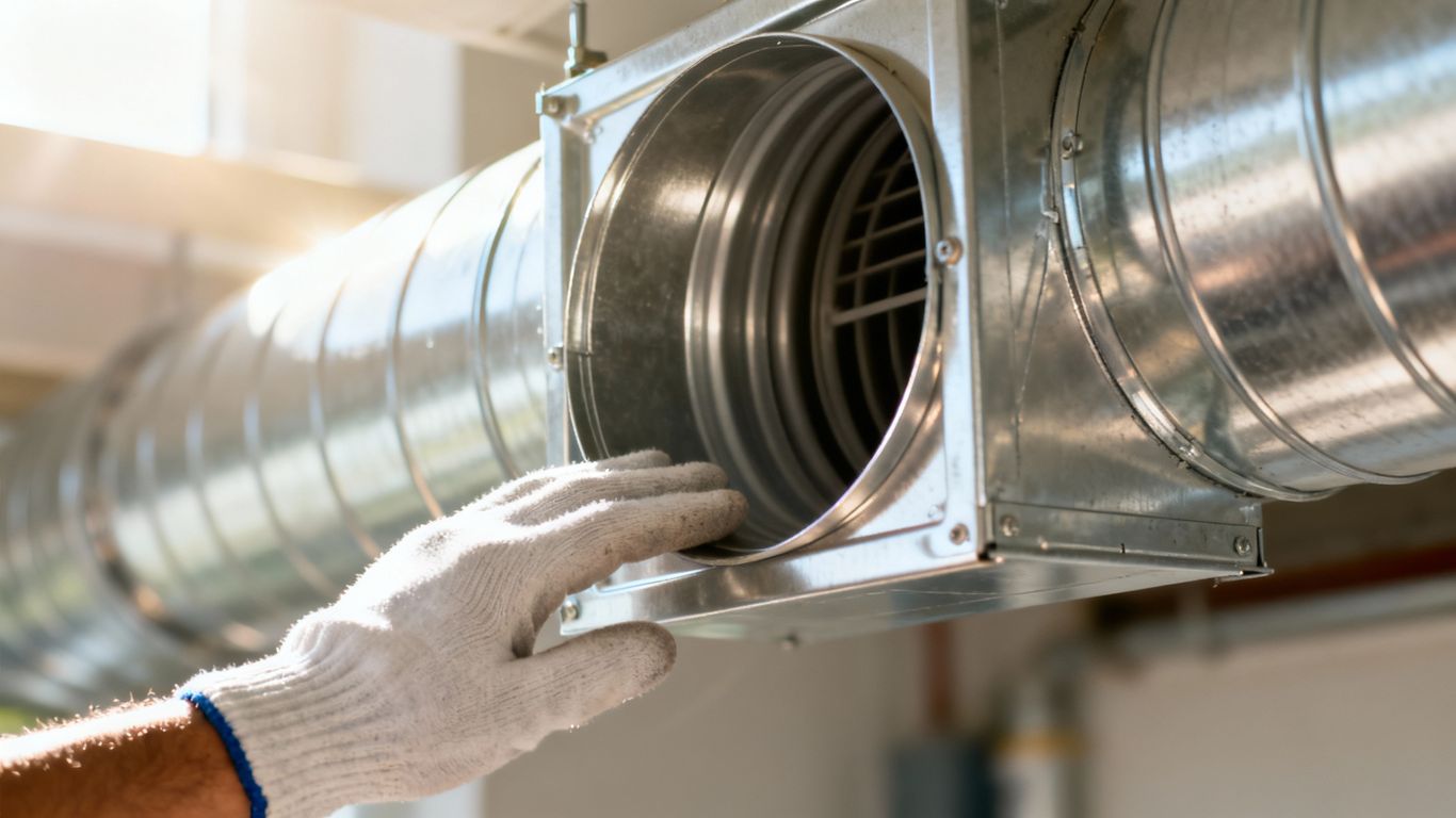 Clean air duct interior with sunlight
