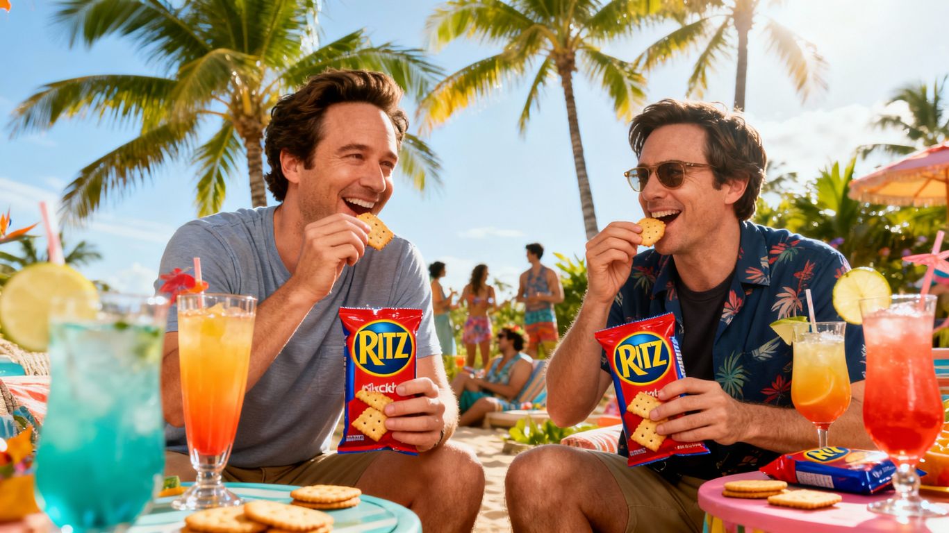 Ritz Crackers Continues 'Salty' Super Bowl Campaign with Star-Studded Tropical Party