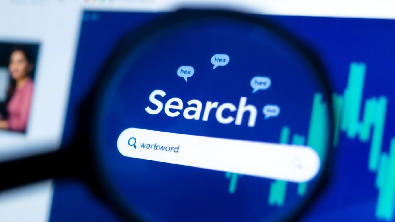 Magnifying glass over Bing search results