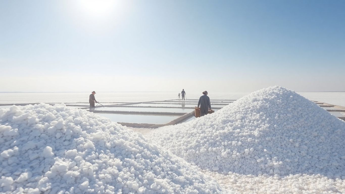 Salinas da Figueira da Foz com montanhas de sal.
