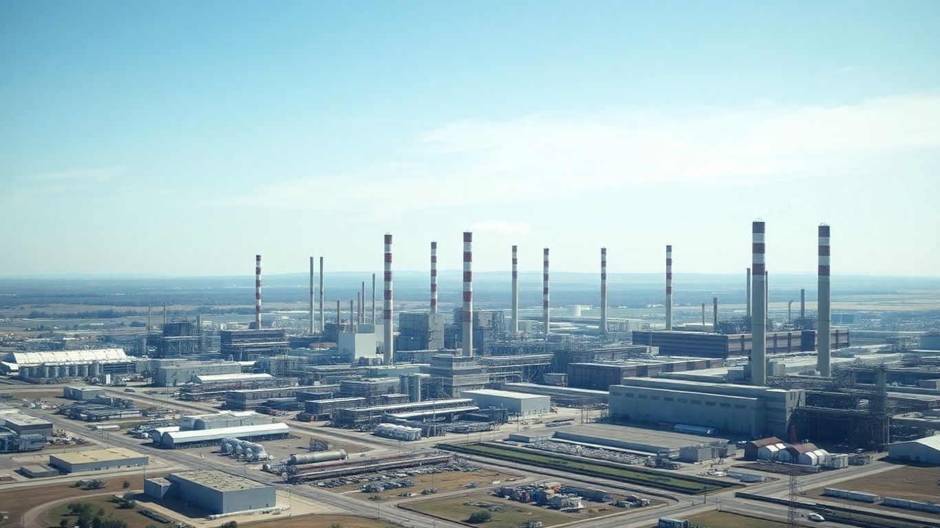 Usine sidérurgique avec fumée et bâtiments industriels
