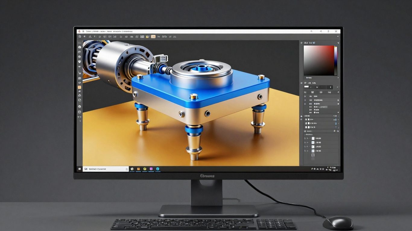 SolidWorks CAD software on a computer screen.