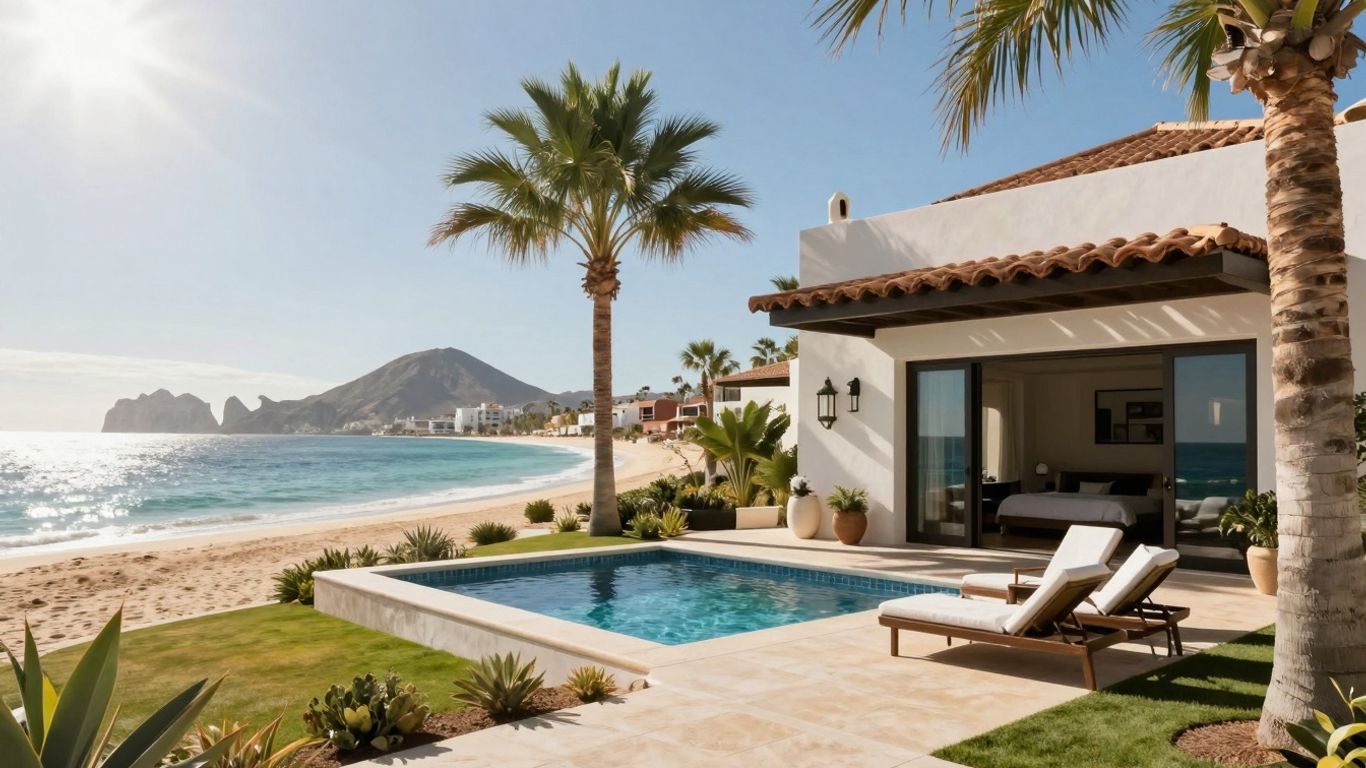 Luxury villa overlooking Cabo San Lucas beaches and ocean.
