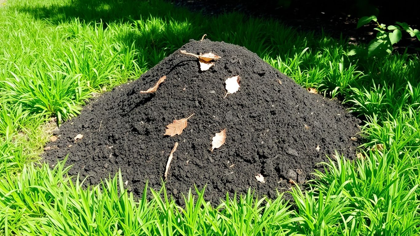 Backyard compost pile with rich organic material.